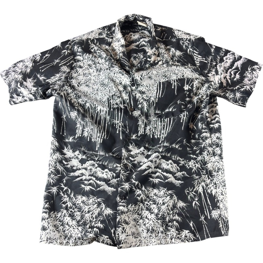 Mr. Jan Men's Large Black/White Bamboo Print  All OverDri Fit Shirt Lightweight